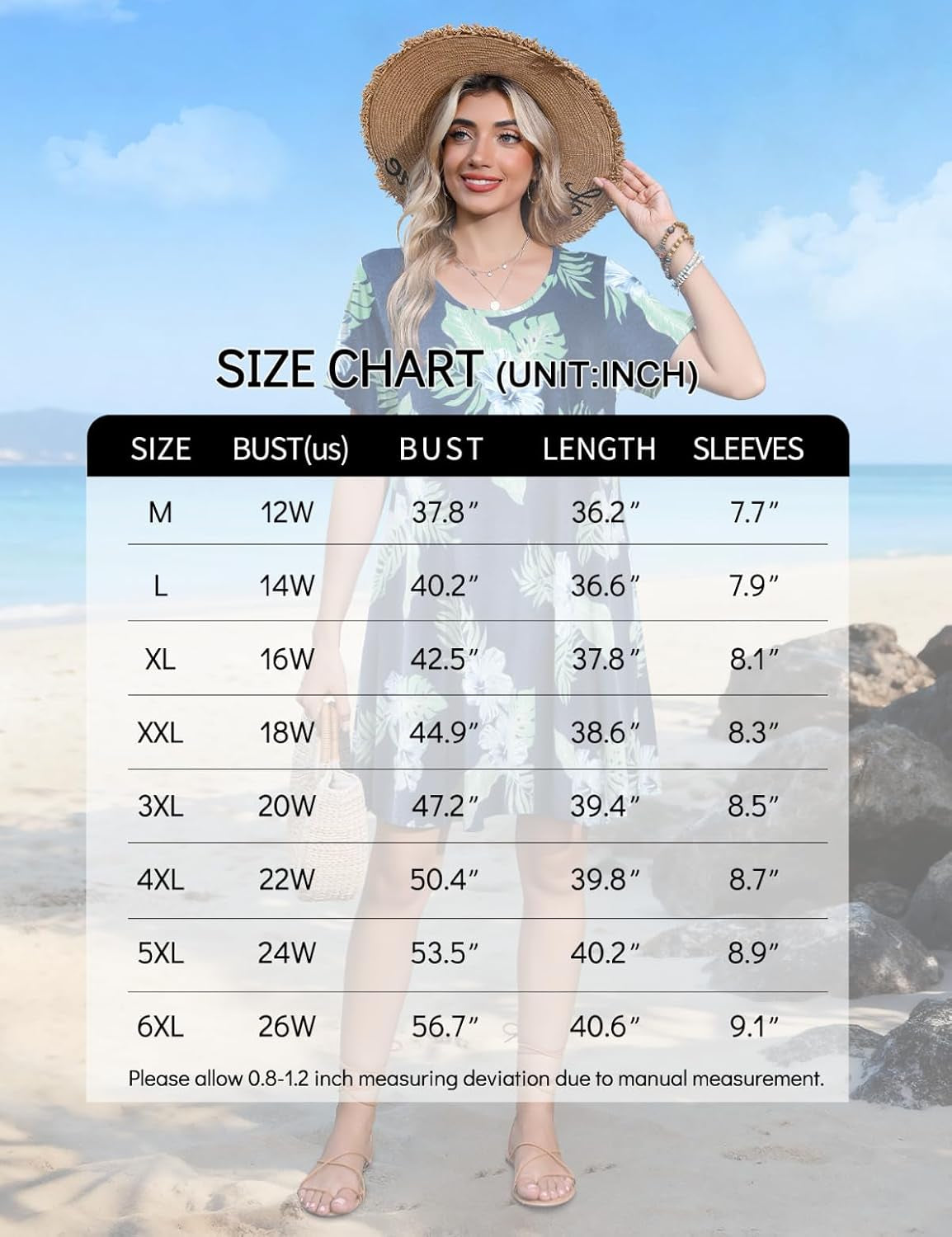 plus Size Summer T-Shirt Casual Dresses for Curvy Women Flowy Swing