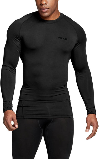 Men'S UPF 50+ Compression Shirts, Cool Dry Long Sleeve Athletic Tops, Sports Baselayer Workout Shirt