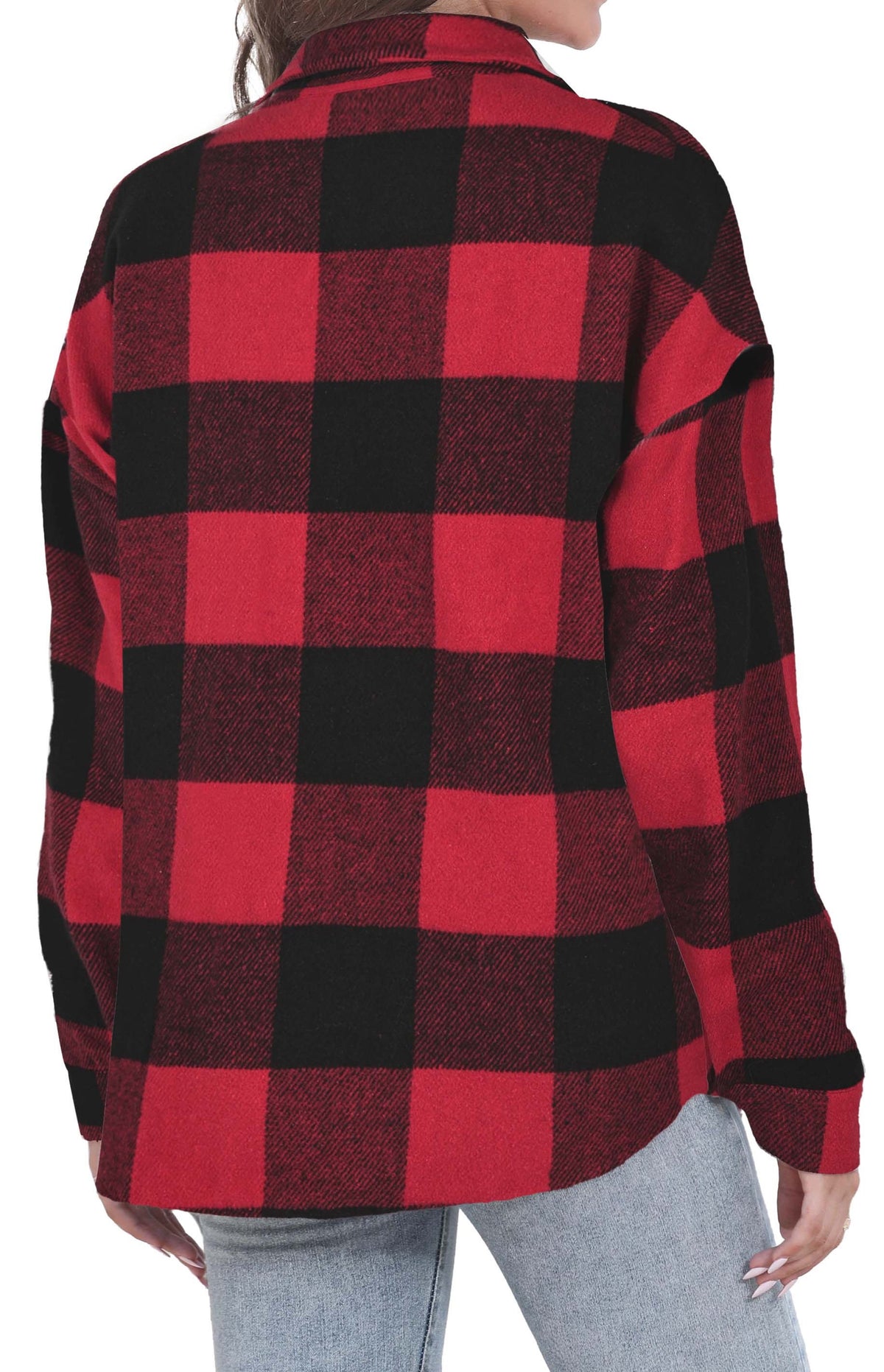Womens Plaid Shirts Flannel Shacket Jacket Long Sleeve Button down Boyfriend Shirt Coats