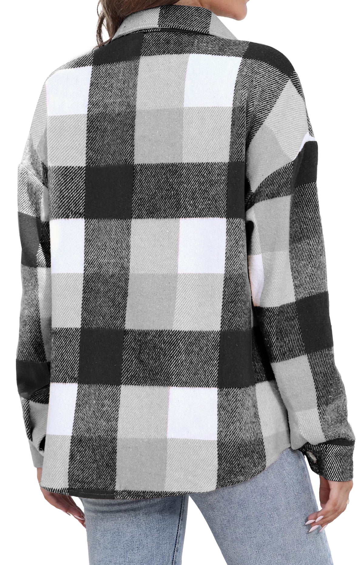 Womens Plaid Shirts Flannel Shacket Jacket Long Sleeve Button down Boyfriend Shirt Coats