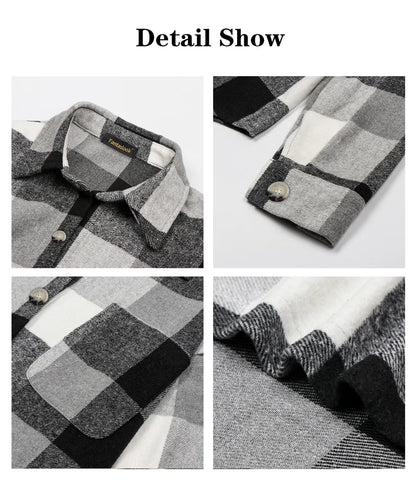 Womens Plaid Shirts Flannel Shacket Jacket Long Sleeve Button down Boyfriend Shirt Coats