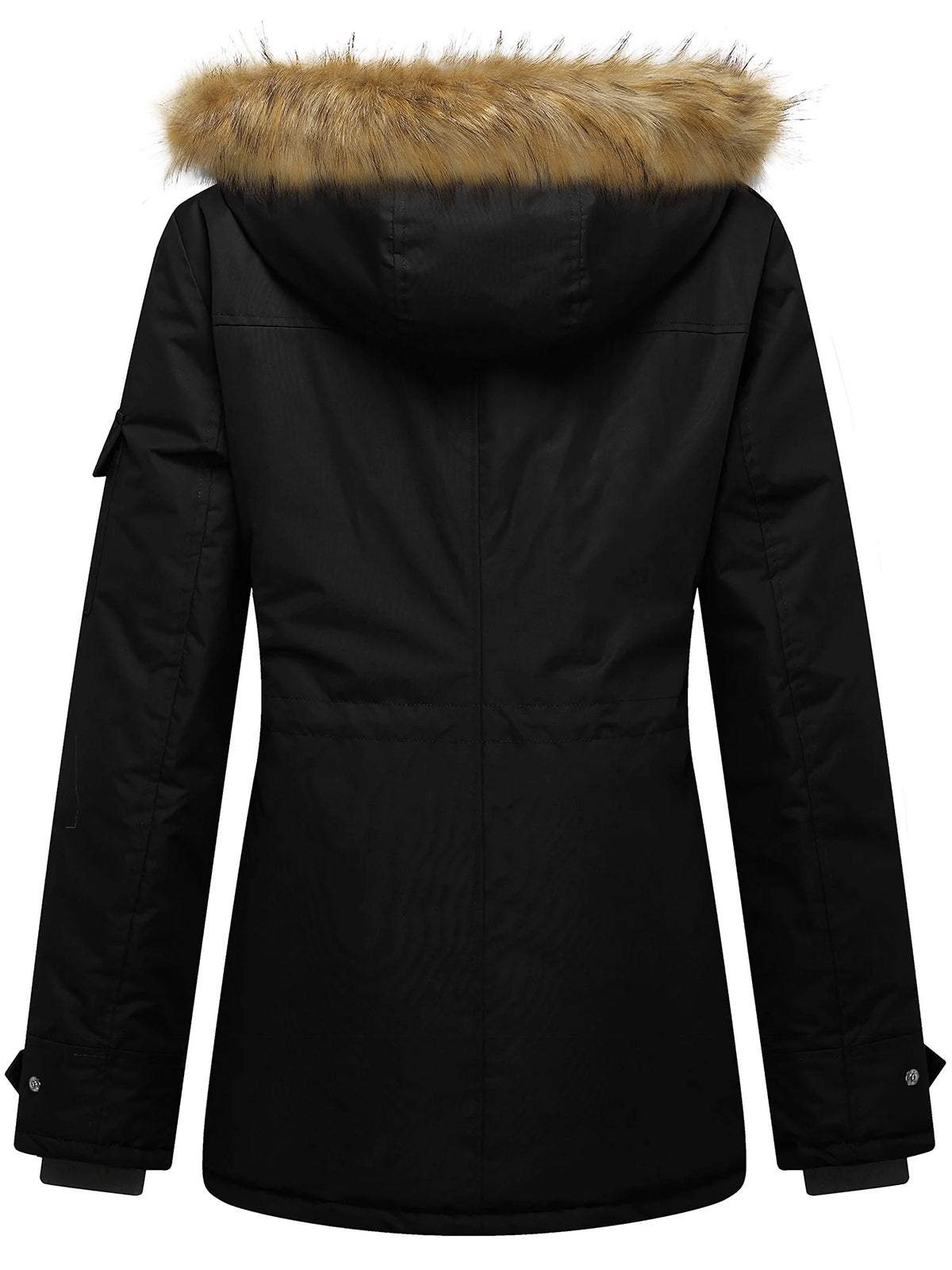 Women'S Recycled Winter Coat Thickened Winter Jacket Hooded Parka Jacket Black L