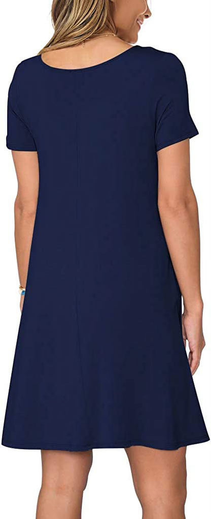 Women'S Summer Casual T Shirt Dresses Short Sleeve Swing Dress Pockets 3XL