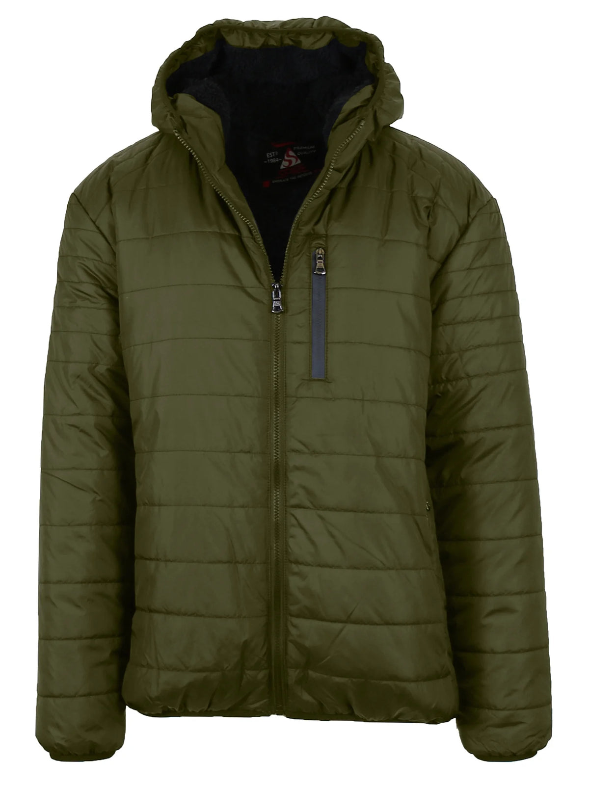 Mens Sherpa-Lined Hooded Puffer Jacket (Sizes, S to 2XL)