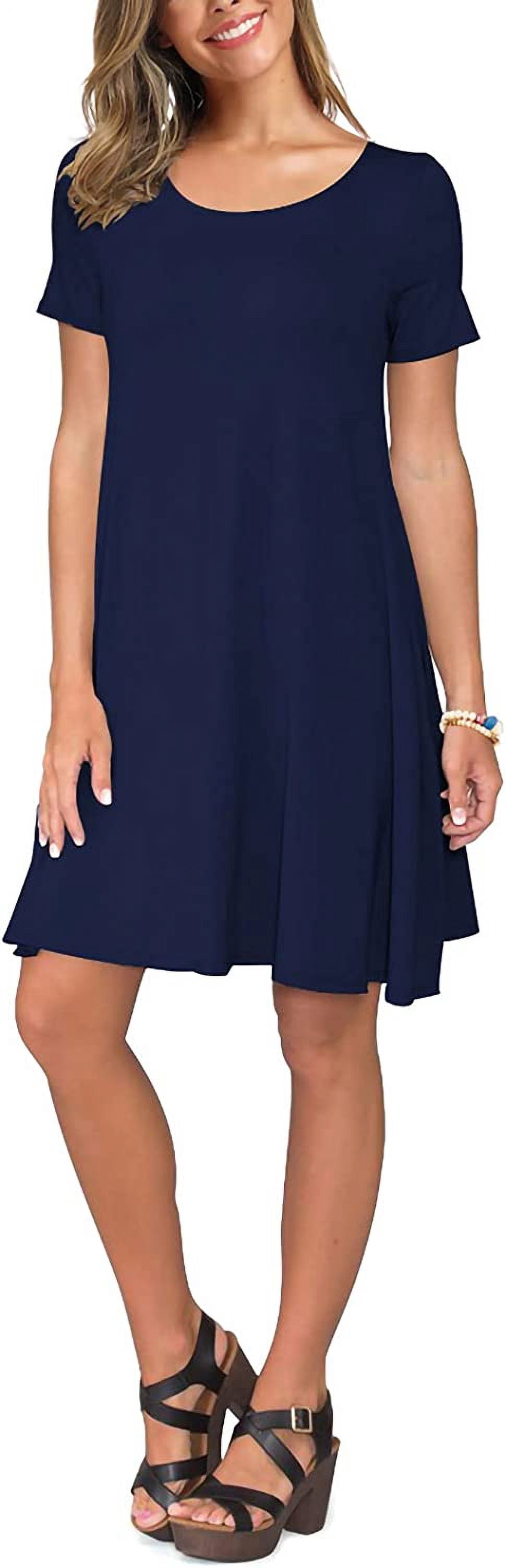 Women'S Summer Casual T Shirt Dresses Short Sleeve Swing Dress Pockets 3XL