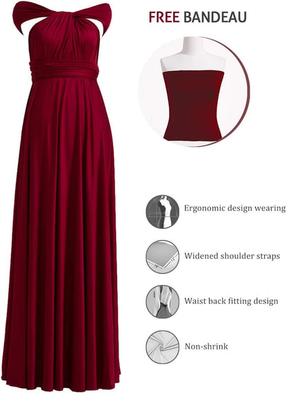 Maxi Infinity Dress for Bridesmaids, Convertible Multi-Way Wrap