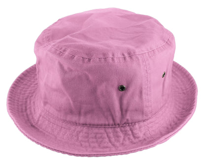 Bucket Hat 100% Cotton Packable Summer Travel Cap. Light Pink-S/M